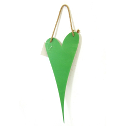 Serce drewniane podłużne wiszące 50cm Zielone